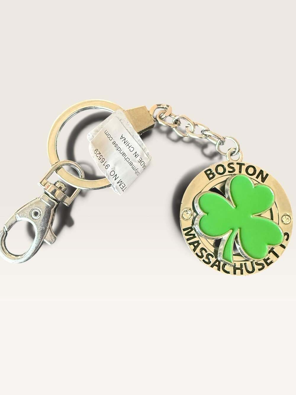 City Merchandise Boston Massachusetts Four Leaf Clover Spinner Keychain